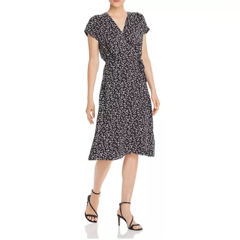 Joie Bethwyn Wrap Floral Print Black Dress Women‎ Size Small